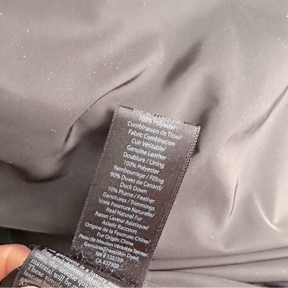 Mackage Gavin Army Green Down Coat with Leather Sleeves and Fur Hood - Picture 6 of 13